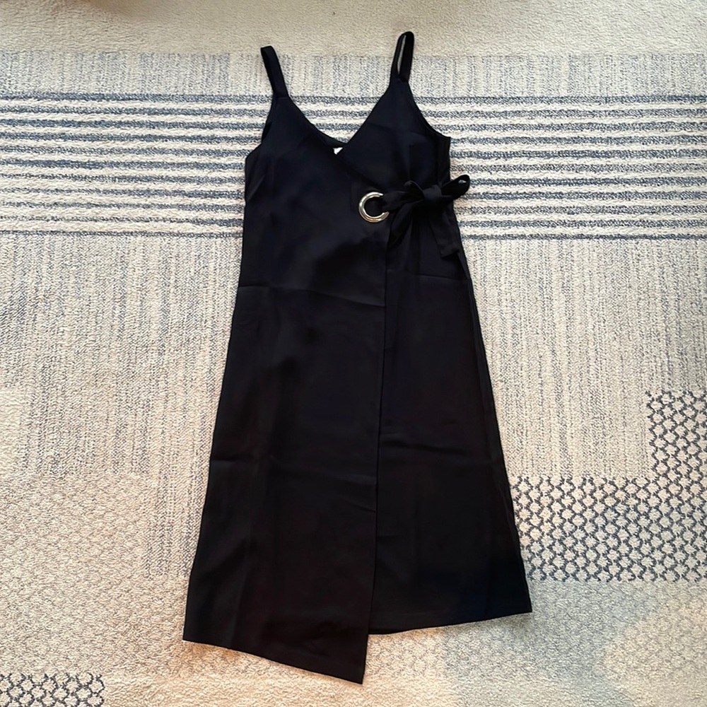 Modern Citizen Black Grommet Midi Wrap Dress L